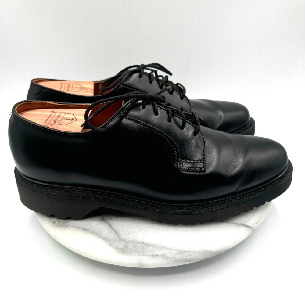 H.H. Brown Black Leather‎ Work Shoes Men's Size 8.5 EE Oil Resistant Flex Soles